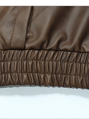 Retro Locomotive Cleanfit Deconstruction Splicing Leather Jacket