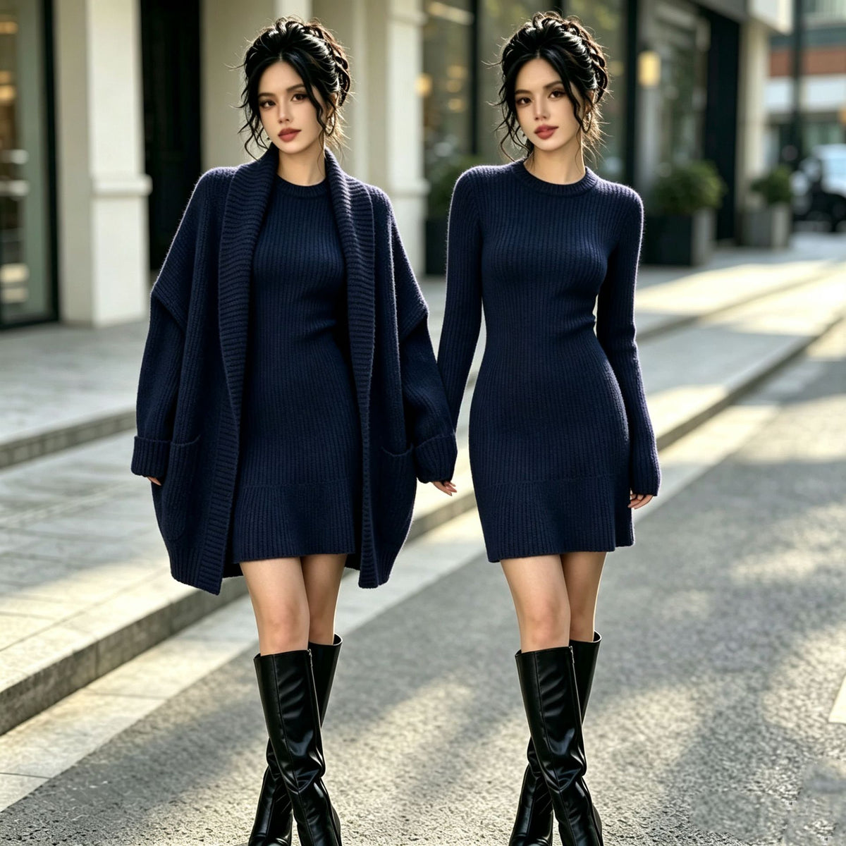 Autumn/Winter Loose Knit Cardigan Set