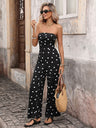 Retro Polka Dots High-waisted Wide-leg Pants Vacation Jumpsuits