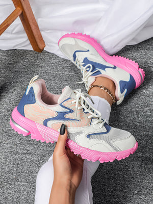 Color-blocked Platform Women's Casual Sneakers