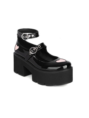 Heart-shaped Platform Mary Jane Shoes