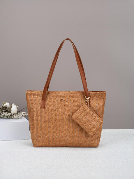 Solid Color Vacation Straw Tote Bag