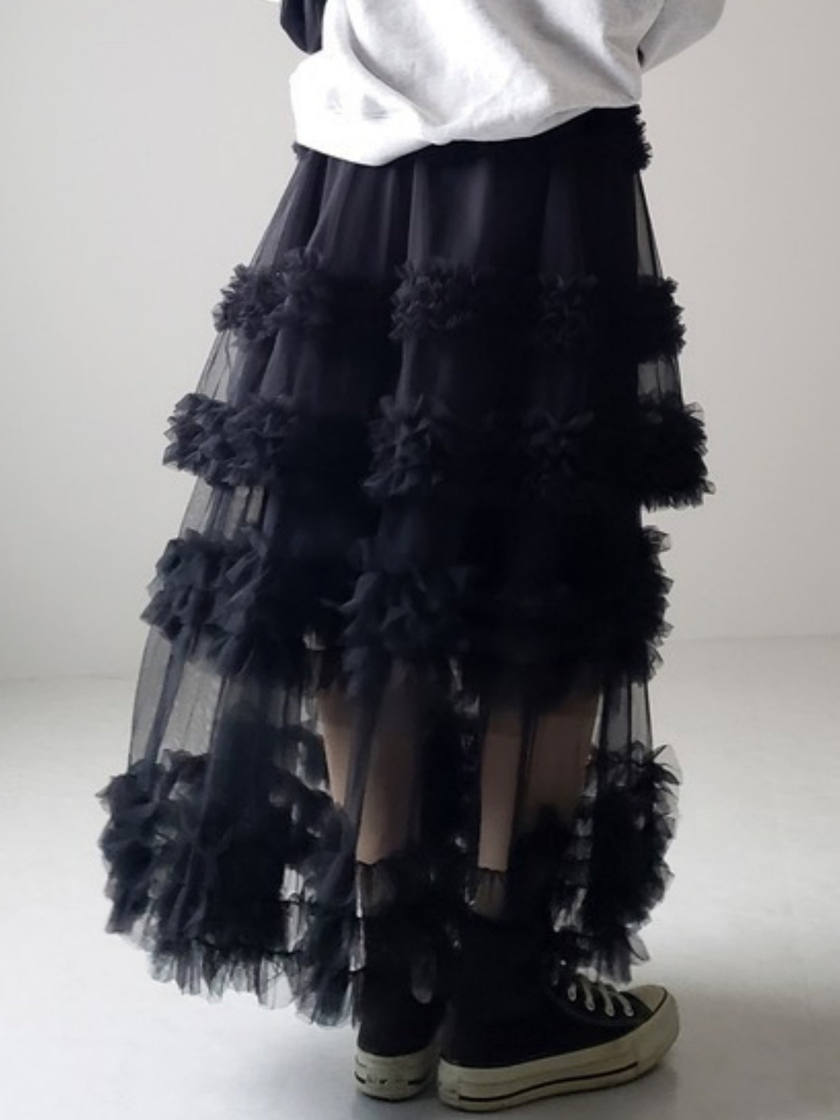 Mesh Three Floors Sweet A-line Skirt