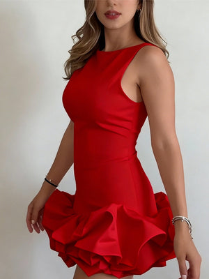 Wood Ear Splicing Flower Bud Skirt Mini&Short Dresses