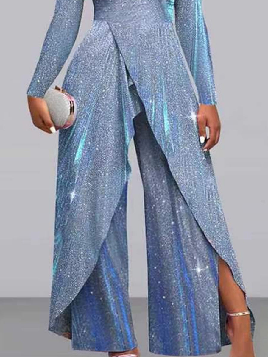 Sexy Sequined Diagonal Placket Mid-rise Bodysuit