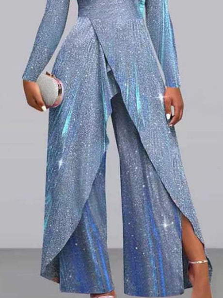 Sexy Sequined Diagonal Placket Mid-rise Bodysuit