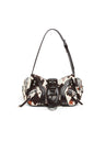 Stylish Leopard Print Edgy Biker Studded Shoulder Bag