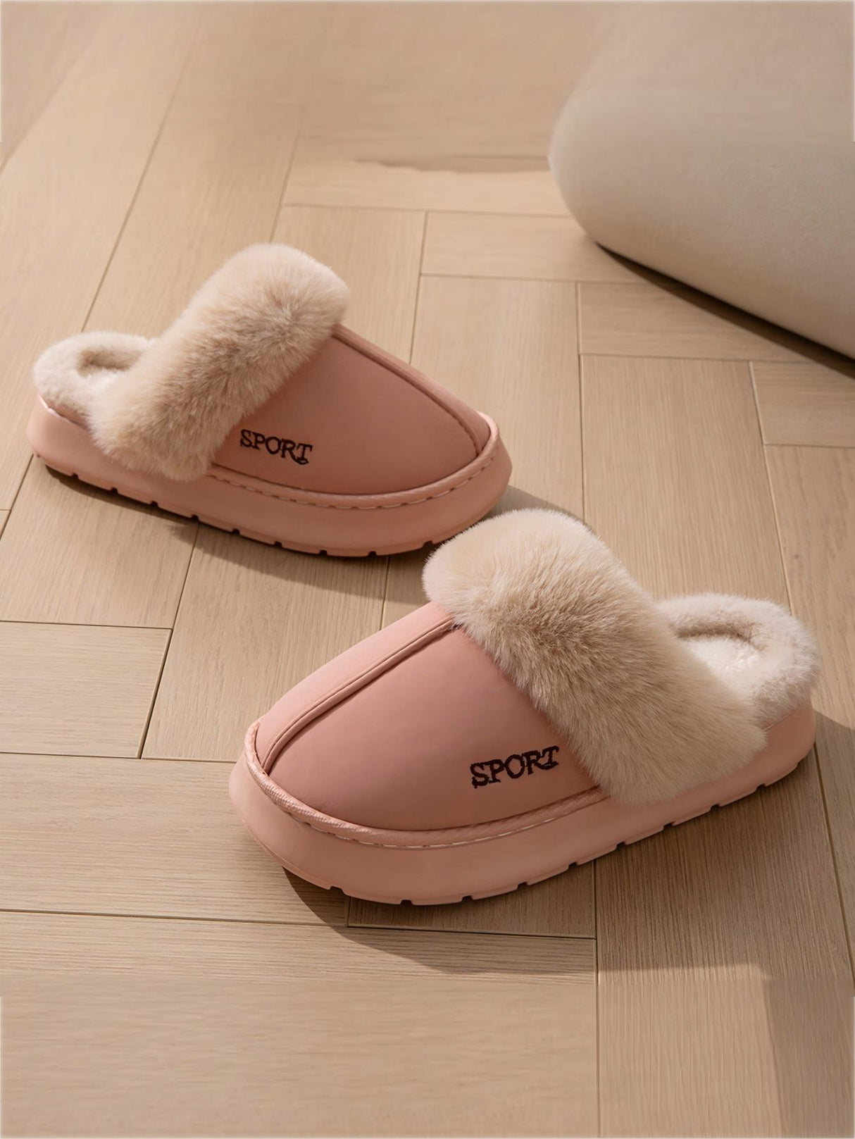 Solid Color Plush Thick-soled Slippers