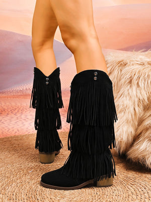 Retro High-top Tassel Women's Boots