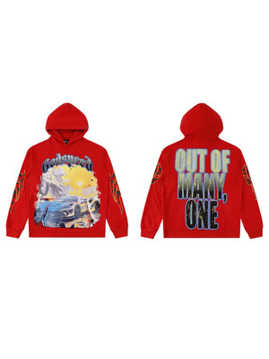 Rock Washed And Aged Letter Print Hoodies