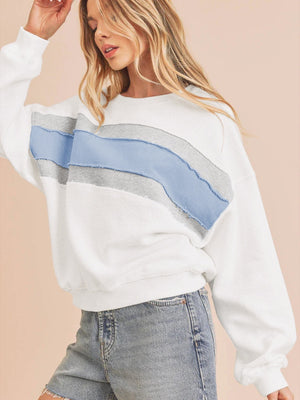 Women's Autumn/Winter Color-Blocked Crew Neck Long-Sleeved Sweatshirt