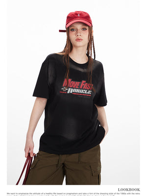 Liber Summer Women's Old Letters/Numbers/Words T-shirts