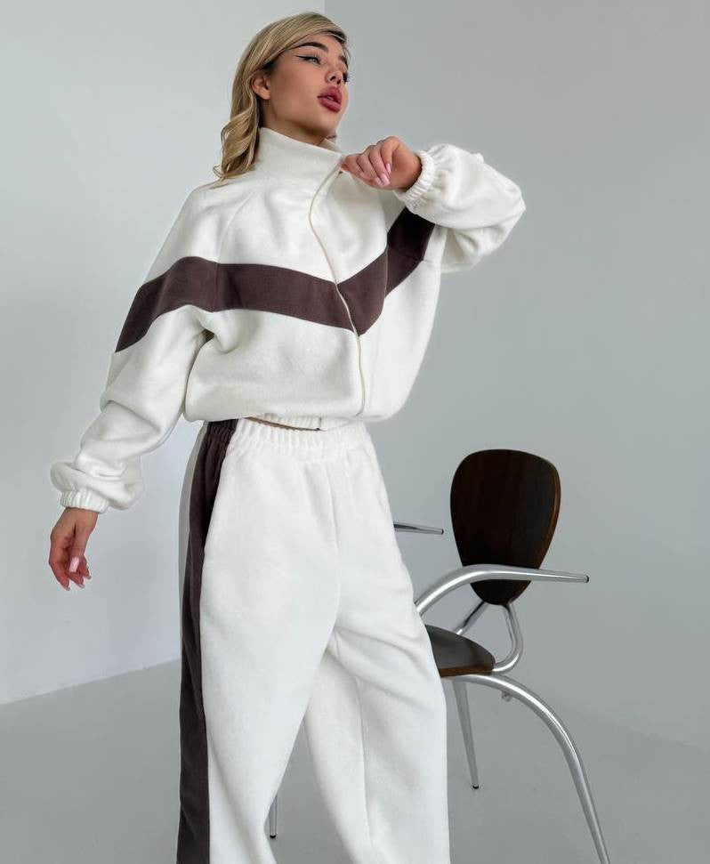 Fashionable Casual Sportswear Set, Zip-up Cardigan And Trousers, Two-piece Set