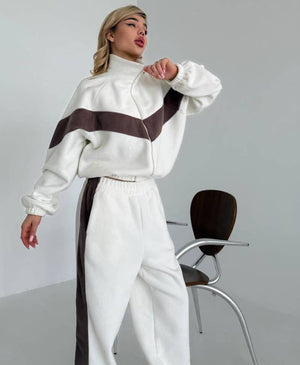 Fashionable Casual Sportswear Set, Zip-up Cardigan And Trousers, Two-piece Set