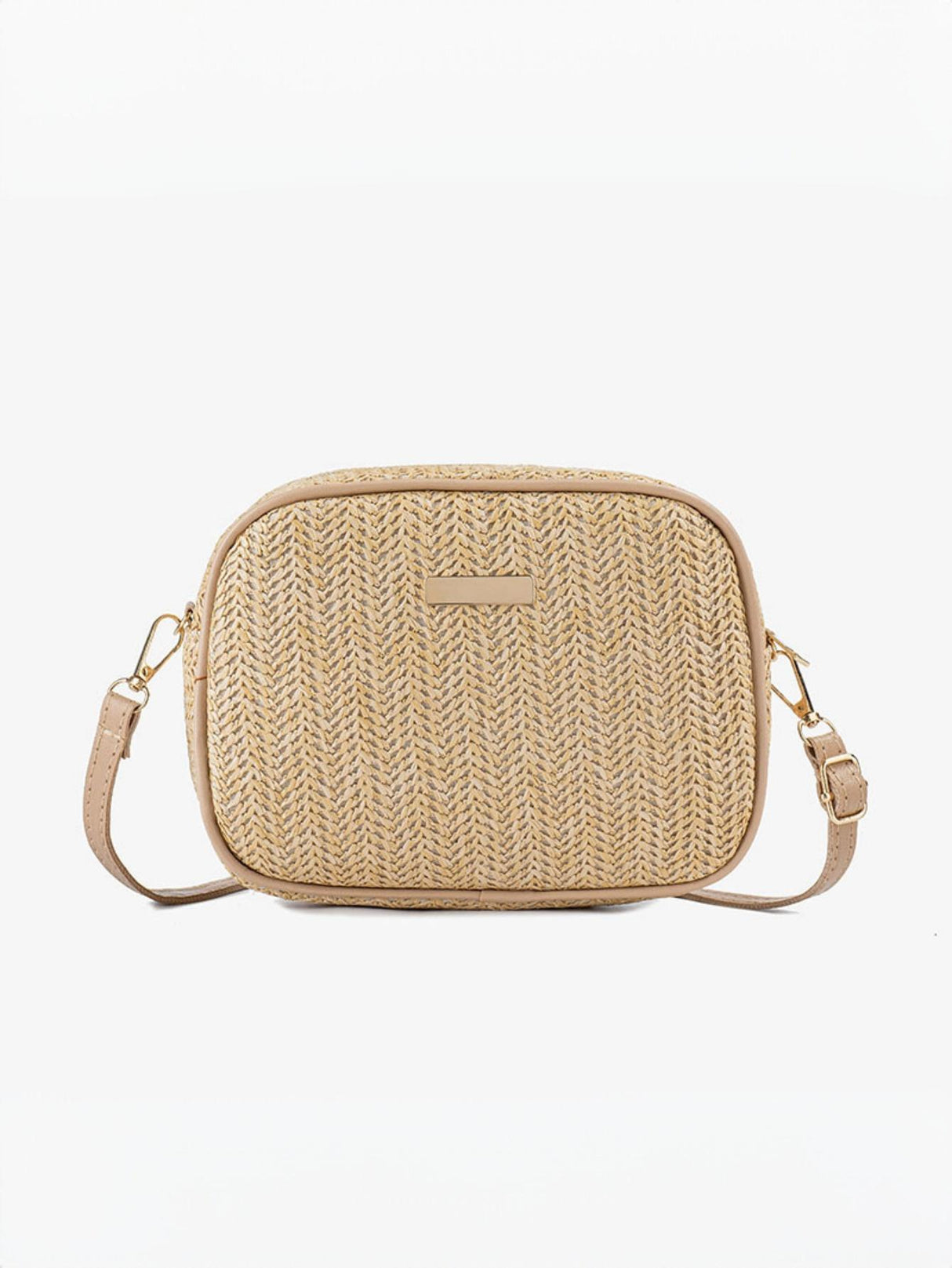 Holiday Straw Woven Oval Crossbody Bag