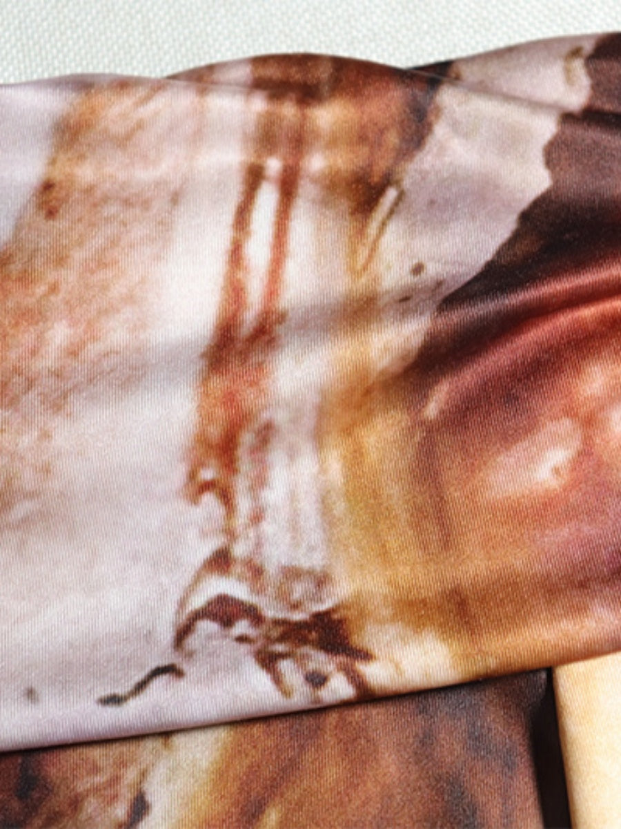 Milk Silk Tie-dye Printed Off Shoulder Slim Fit Hip Maxi Dresses