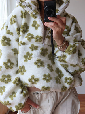 Fleece Floral Fashion Warm Fleece Sweatshirt