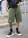 Jacquard Full Print Denim Lightweight Straight-fit Five Points Shorts