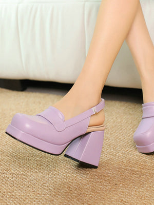 Platform Chunky Heels With Open Back