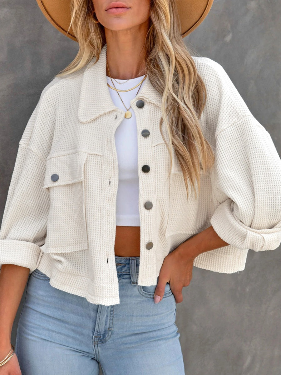 Liber Autumn Women's Buttons, Pocket Solid Color Short Jackets