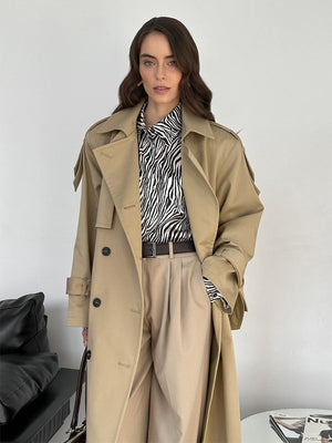 Pure Cotton Retro Loose Belted Trench Coat