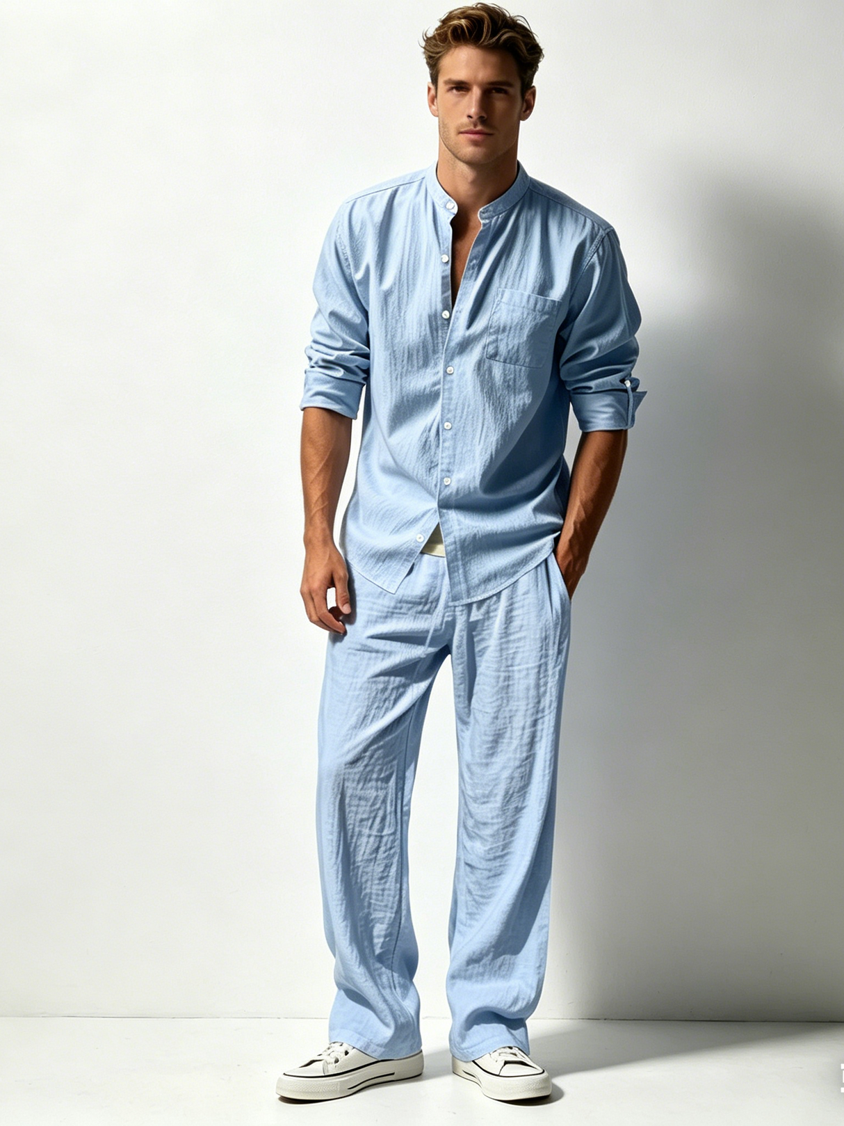 Flax Leisure Loose-fit Breathable Beach Set 2-piece Sets