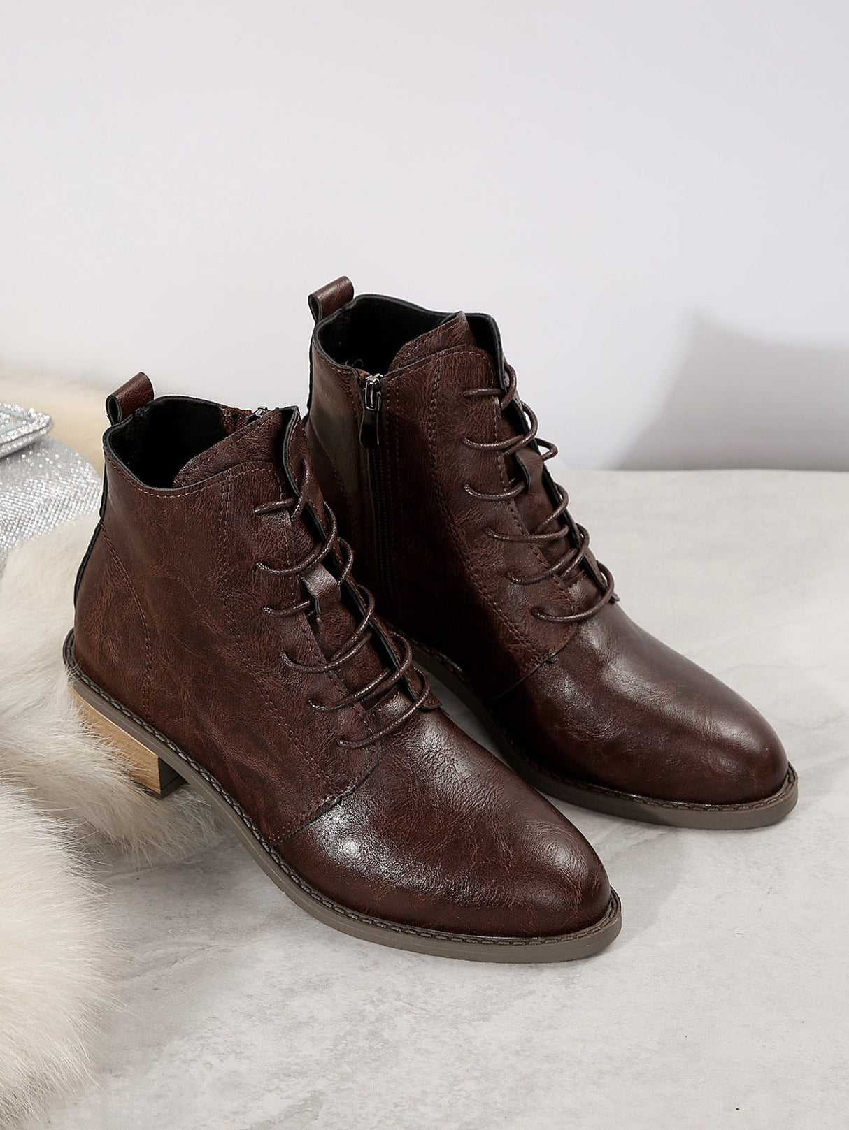 Side Zip Lace-up Retro Martin Boots