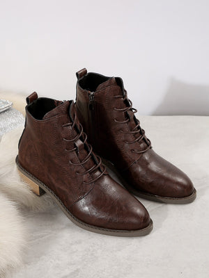 Side Zip Lace-up Retro Martin Boots