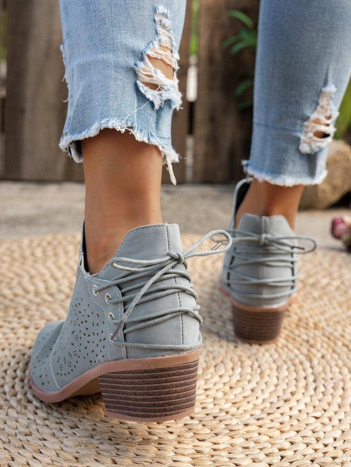 Hollowed-out Open-toe Women's Boots