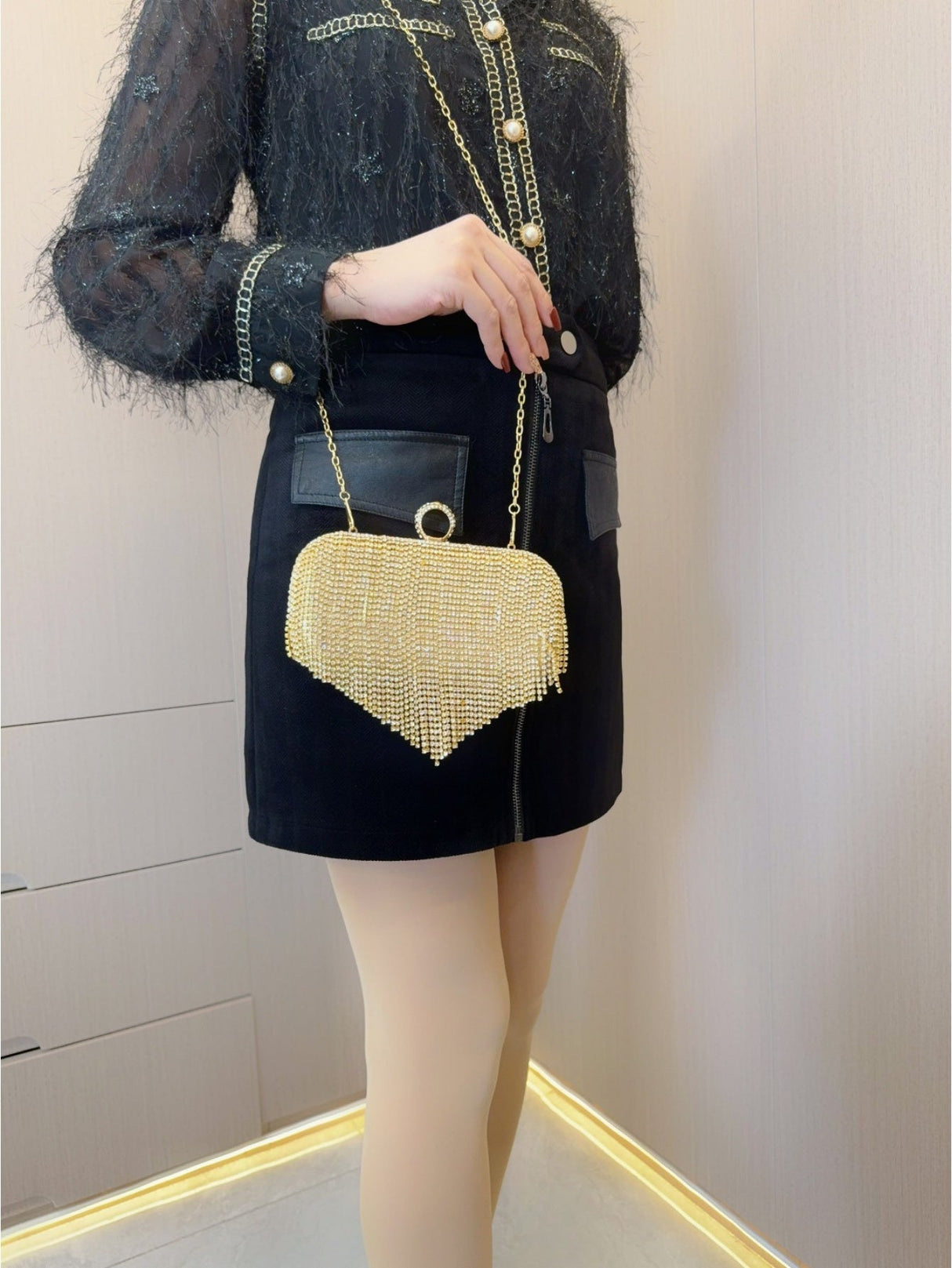 Liber Four Seasons ACC Diamond Tassel Small Square Bag