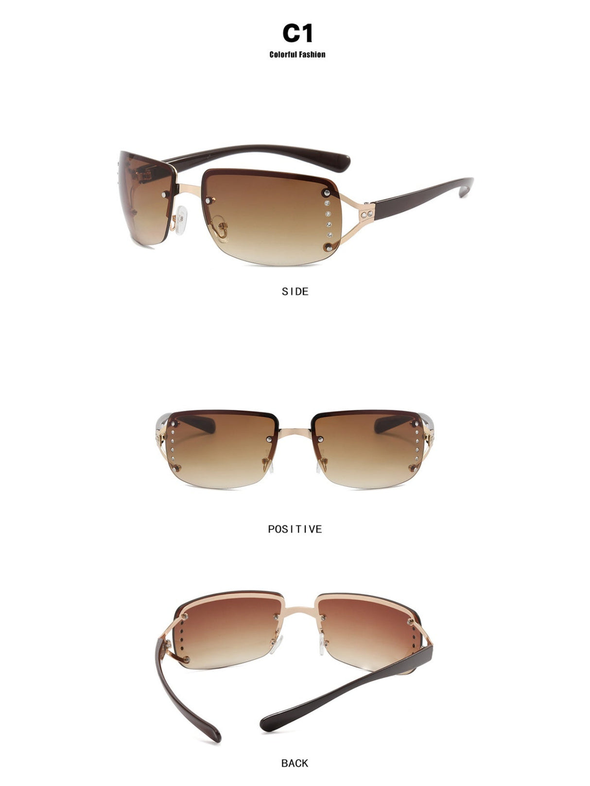 Lunettes de soleil sans monture personnalisées incrustées de strass