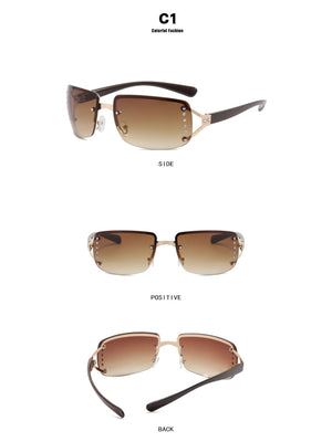 Lunettes de soleil sans monture personnalisées incrustées de strass