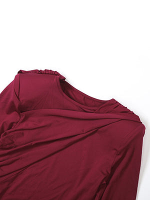 Backless Long-sleeved Solid Color Temperament Sexy Slim Long Dress Women's Clothing