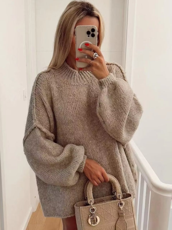 Medium high collar Splicing Sweaters