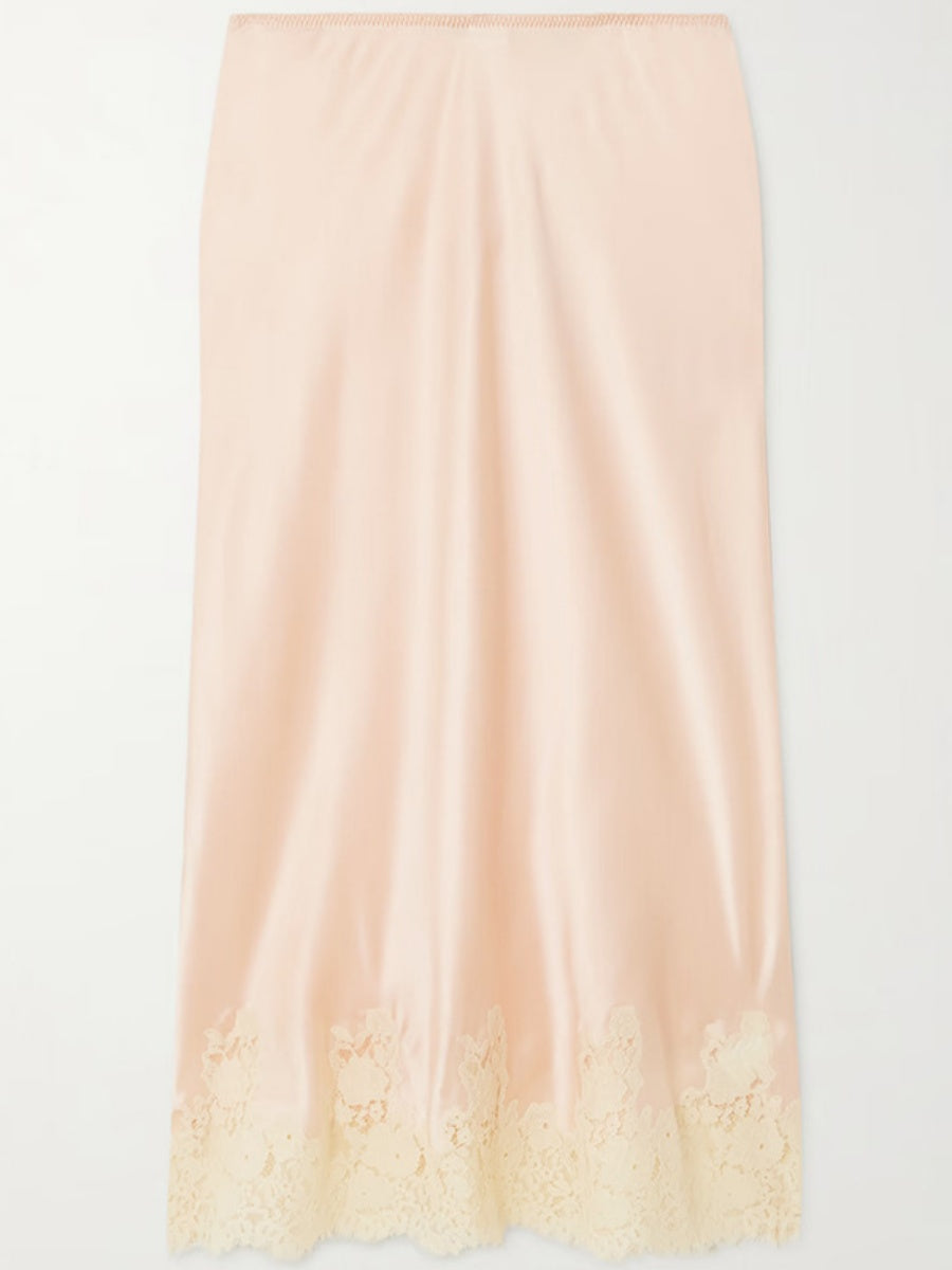 Lace Stitching Satin Camisoles Skirt 2-piece Sets