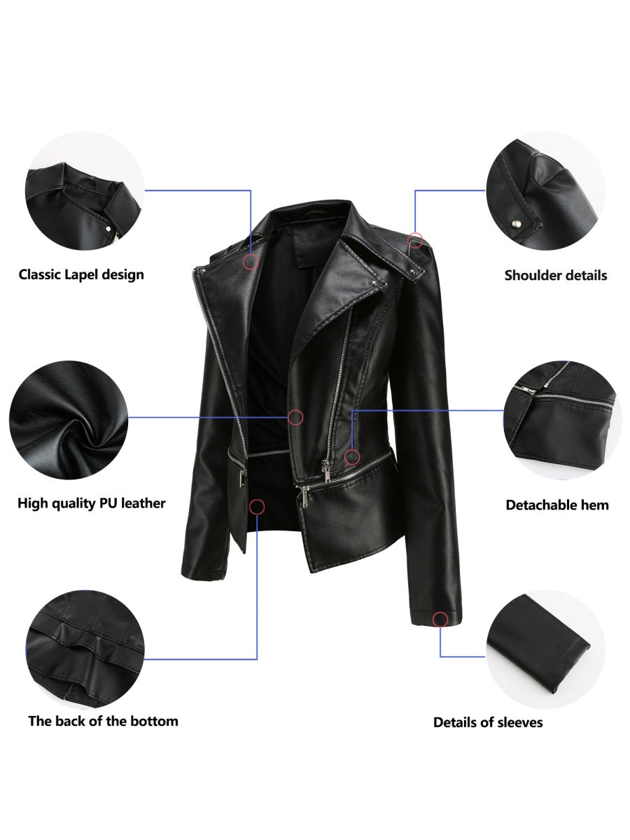 Removable Hem Zipper Leather Jacket