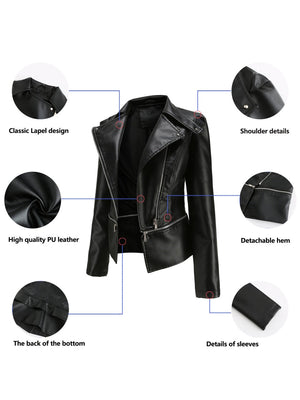 Removable Hem Zipper Leather Jacket