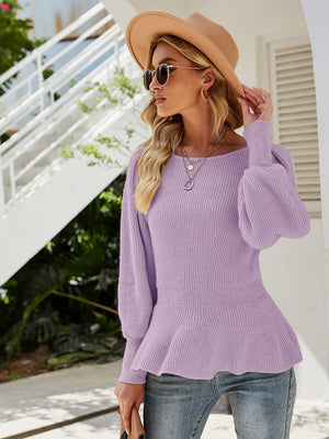 Pulls en maille à manches bouffantes et à la taille