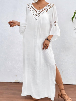 Hand-crocheted Patchwork Colorful Pom-poms Sexy Hollow-out Backless Loose Beachwear