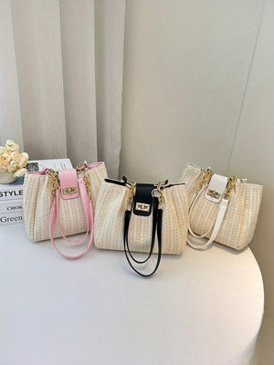 Holiday Straw Tote Bag