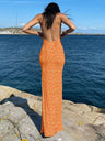 Floral Spaghetti Strap Backless Maxi Dresses