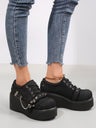 Denim Studded Wedge Platform Shoes