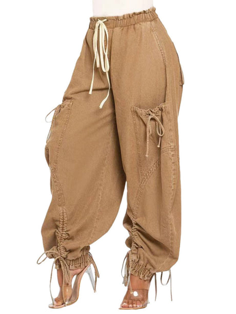 Y2K Drawstring Bow Tie Loose-fitting Ankles Jeans