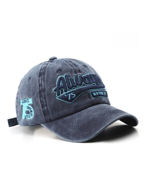 Washed Distressed Letter Embroidery Baseball Caps