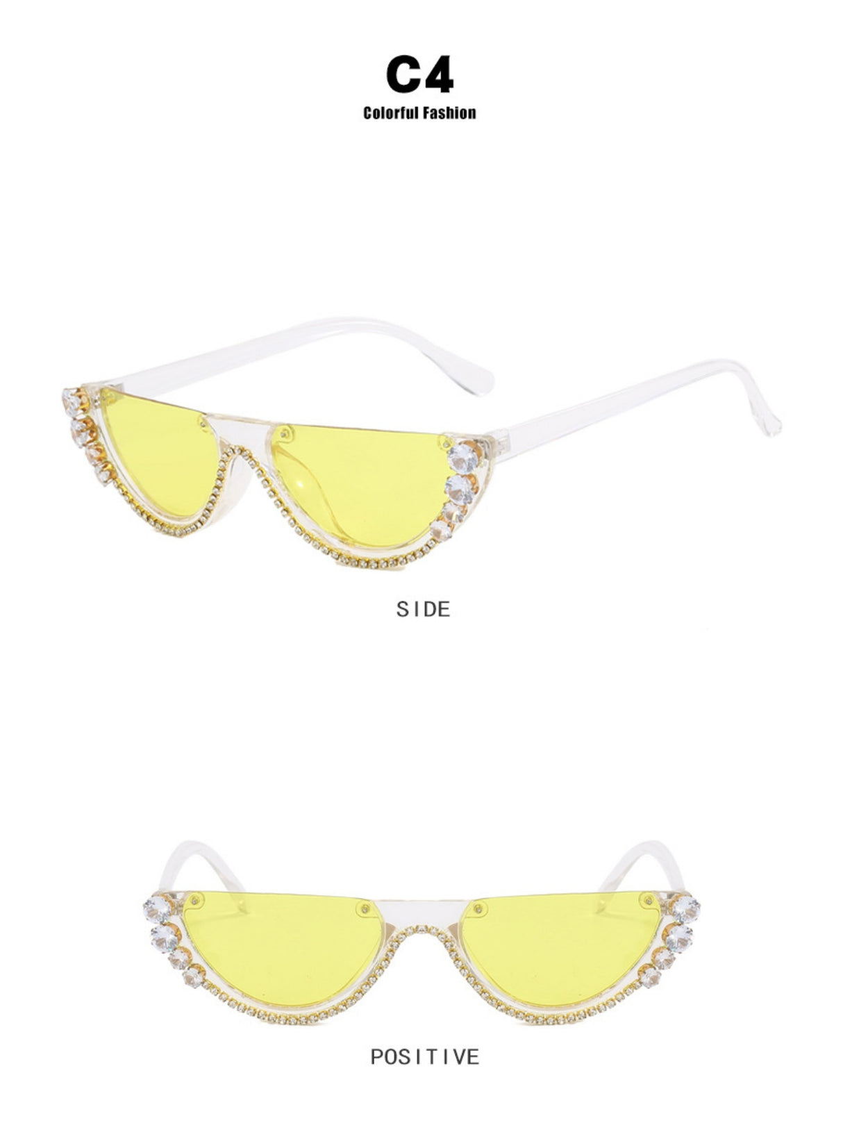 Rhinestone Half-rimmed Sunglasses
