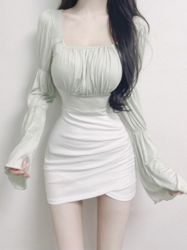 Slimming Pleated High-waisted Pencil Skirt
