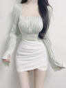 Slimming Pleated High-waisted Pencil Skirt