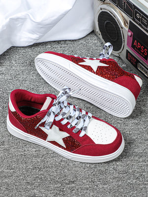 Women's Sneakers With Five-pointed Star Sequins