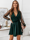 Lace Stitching Wrap-up Lace Up Mini&Short Dresses