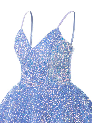 Deep V-neck Sequined Camisole Mini Dress